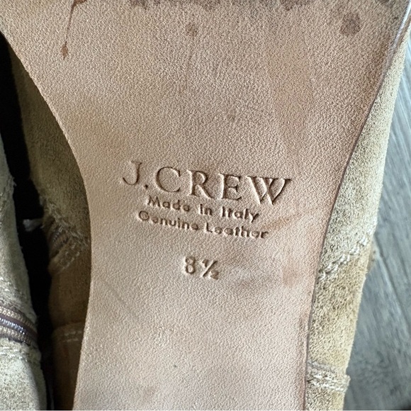 J. Crew Aggie Tan Nubuck Suede Leather Block Heel Ankle Boots Booties Sz 8.5 - Picture 4 of 10